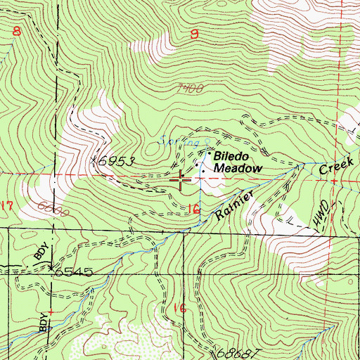 Topographic Map of Biledo Meadow, CA