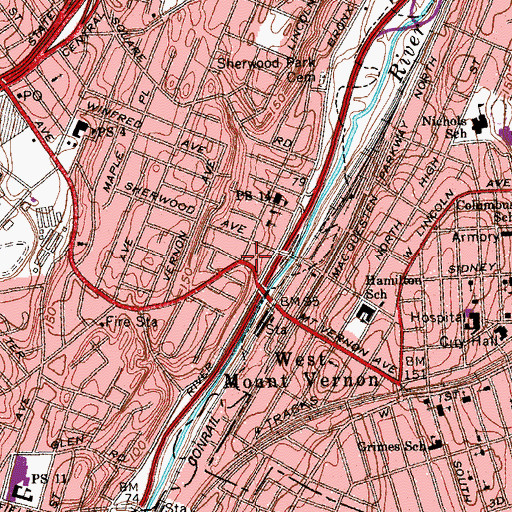 Topographic Map of Kimball Theatre (historical), NY