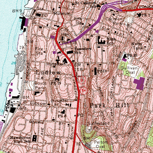 Topographic Map of Yonkers Theatre (historical), NY