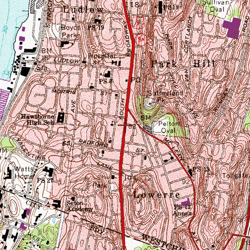 Topographic Map of Park Hill Theatre (historical), NY