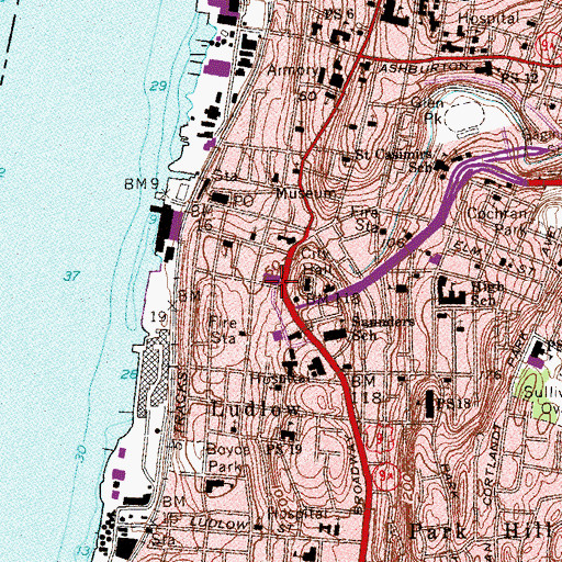 Topographic Map of Proctor's Palace (historical), NY