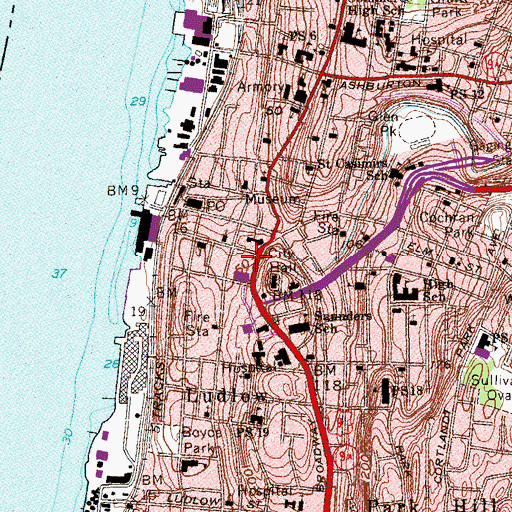 Topographic Map of Strand Theatre (historical), NY