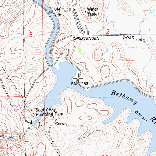 Topographic Map of Bethany Reservoir State Recreation Area, CA
