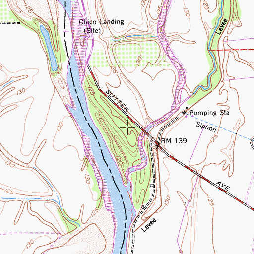 Topographic Map of Bidwell-Sacramento River State Park, CA