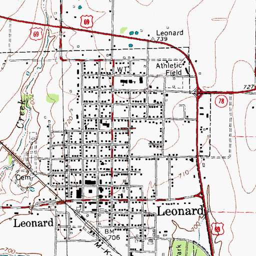 Topographic Map of First Christian Academy of Leonard, TX