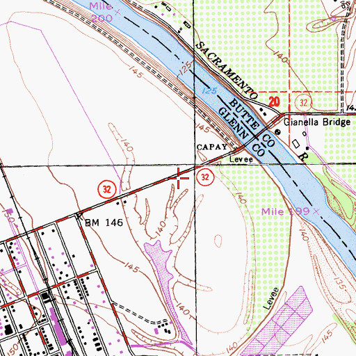 Topographic Map of Bidwell-Sacramento River State Park, CA