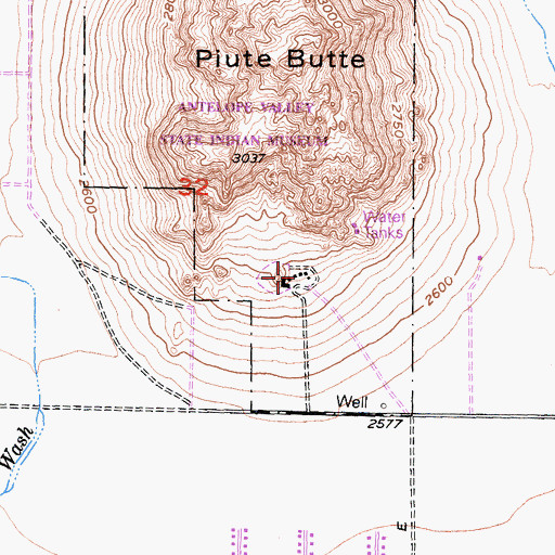 Topographic Map of Antelope Valley Indian Museum State Historic Park, CA