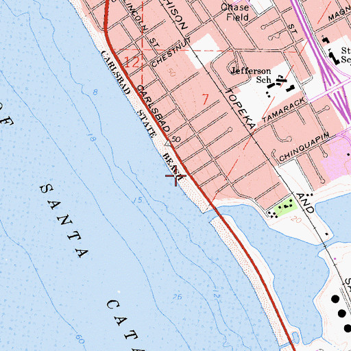 Topographic Map of Carlsbad State Beach, CA