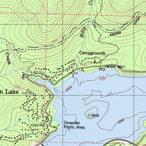 Topographic Map of Billy Creek, CA