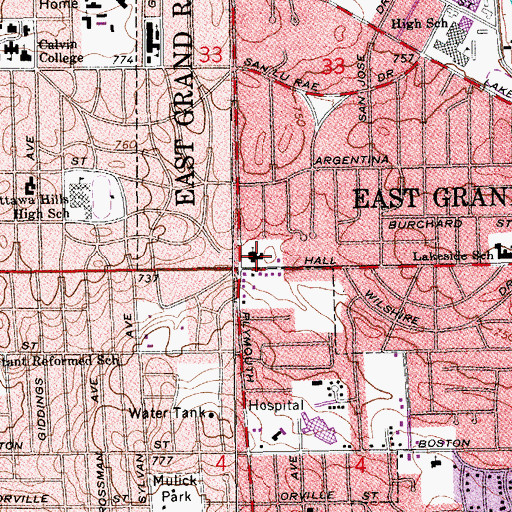 Topographic Map of Grace Episcopal Church, MI