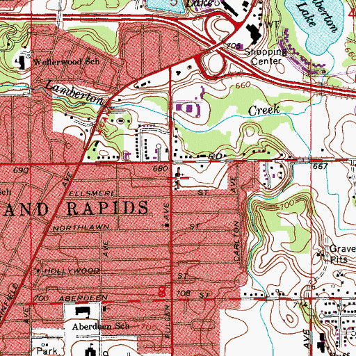 Topographic Map of Faith Lutheran Church, MI