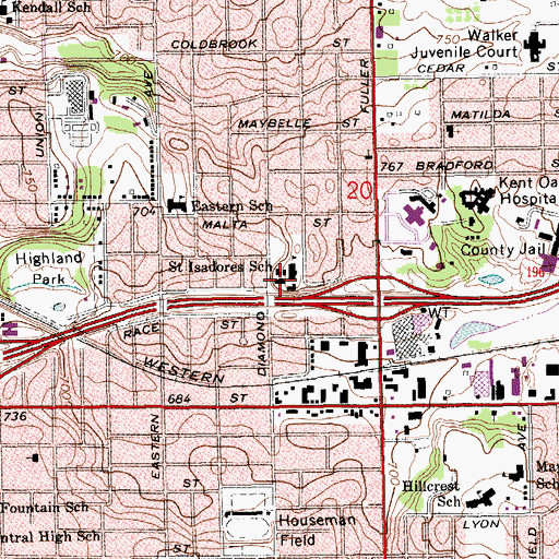 Topographic Map of Saint Isadore Church, MI