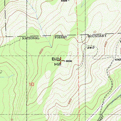 Topographic Map of Billy Hill, CA