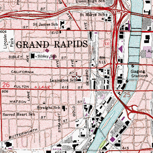 Topographic Map of Gold Avenue Christian Reformed Church, MI