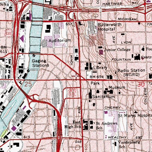 Topographic Map of Grand Rapids Police Department, MI