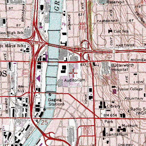 Topographic Map of Kent County Building, MI