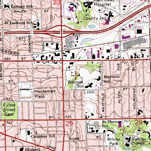 Topographic Map of Fuller Park, MI
