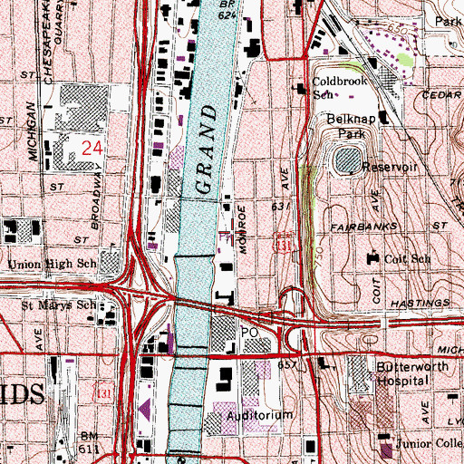Topographic Map of Sixth Street Park, MI