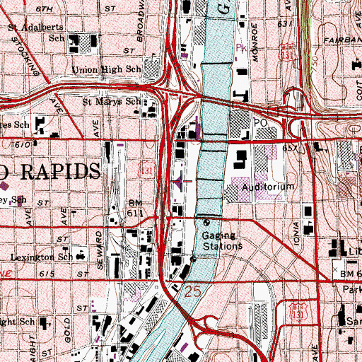 Topographic Map of Gerald R Ford Presidential Museum, MI