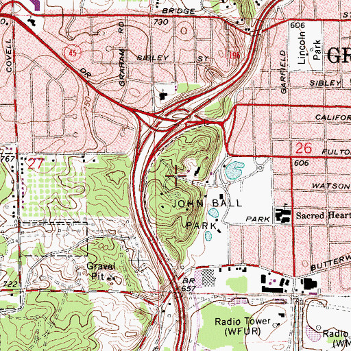 Topographic Map of John Ball Zoo, MI