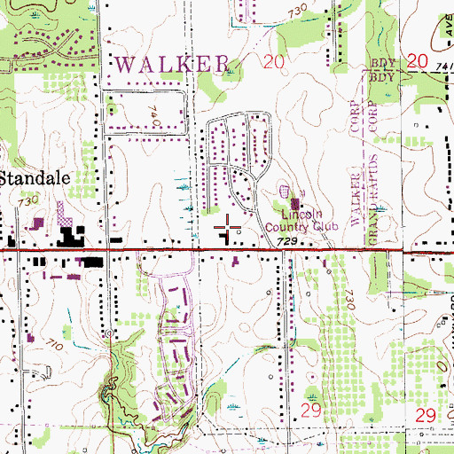 Topographic Map of Lincoln Lawns Park, MI