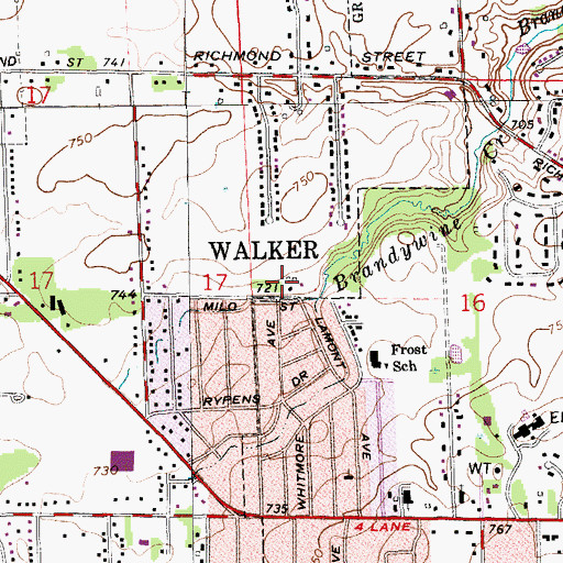Topographic Map of Blanford School, MI