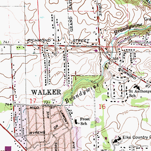 Topographic Map of Blandford Nature Center, MI