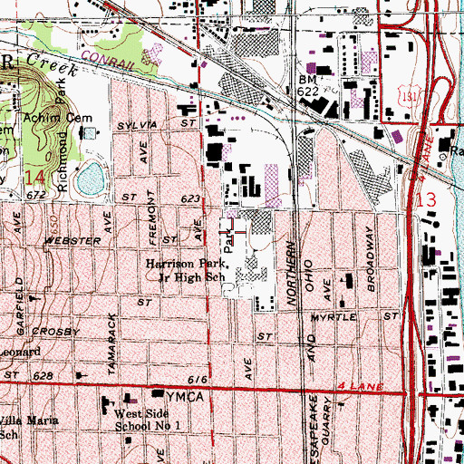 Topographic Map of Harrison Park, MI