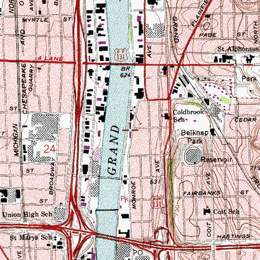 Topographic Map of Canal Street Park, MI