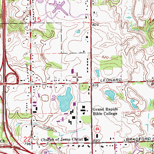 Topographic Map of Grand Rapids Baptist Academy, MI