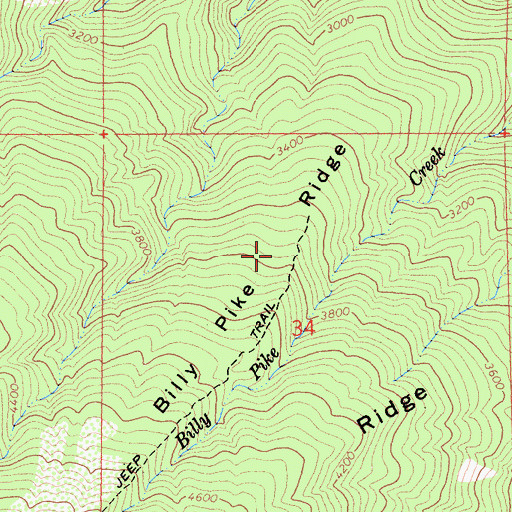Topographic Map of Billy Pike Ridge, CA