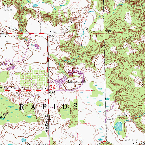 Topographic Map of Kent Vocational Options Center, MI