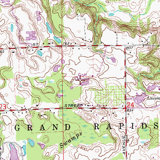 Topographic Map of Grand Rapids Golf Club, MI