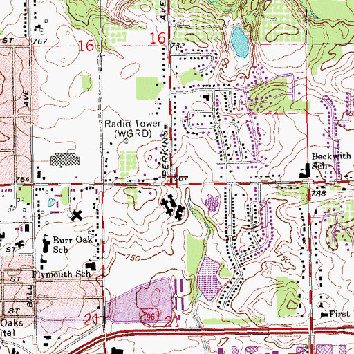 Topographic Map of Yankee Clipper Library, MI