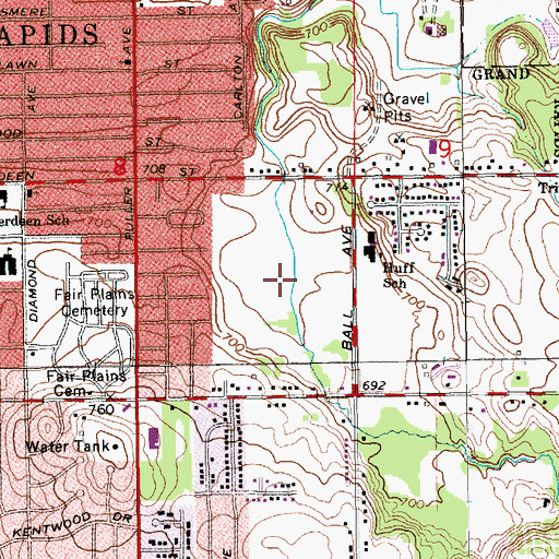 Topographic Map of Huff Park, MI