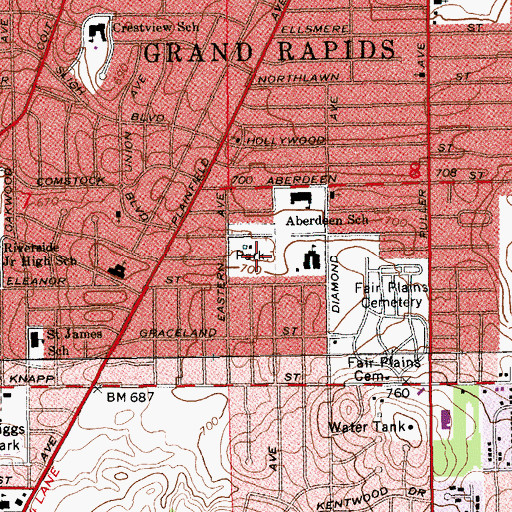 Topographic Map of Blessed Sacrament Park, MI