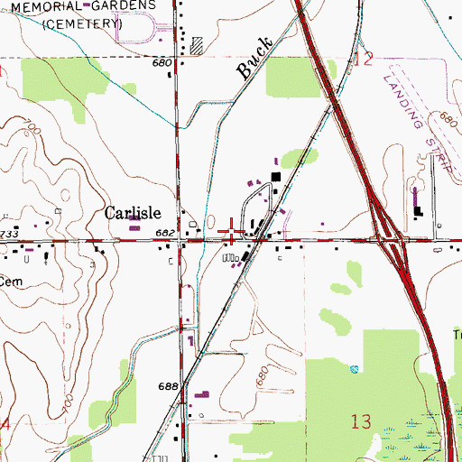 Topographic Map of West Carlisle Post Office (historical), MI