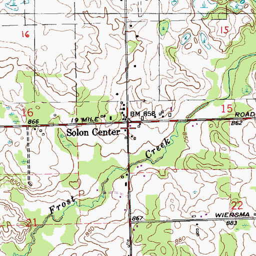 Topographic Map of Velzy Post Office (historical), MI