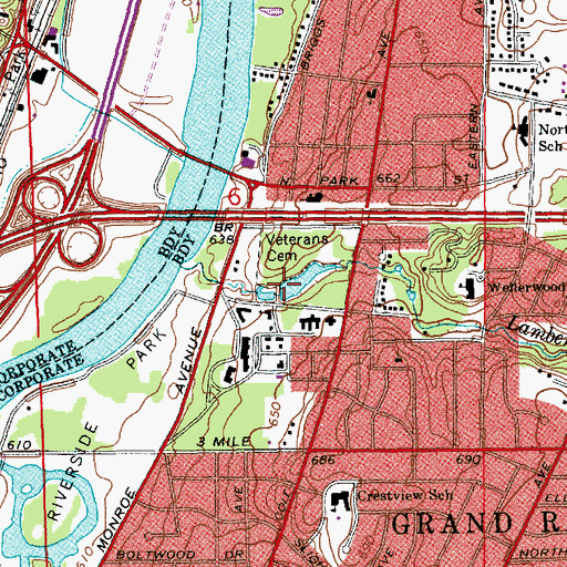 Topographic Map of Soldiers Home Post Office (historical), MI