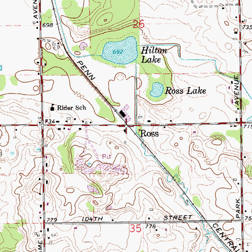 Topographic Map of Ross Post Office (historical), MI