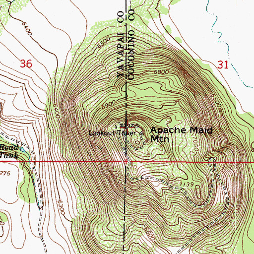 Topographic Map of Apache Maid Mountain, AZ