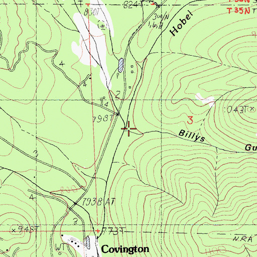 Topographic Map of Billys Gulch, CA