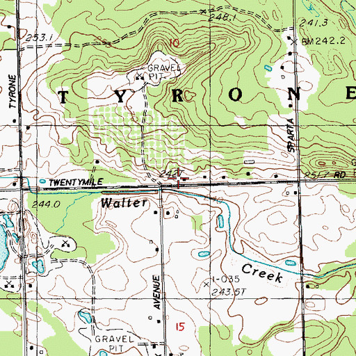 Topographic Map of Perrins Post Office (historical), MI