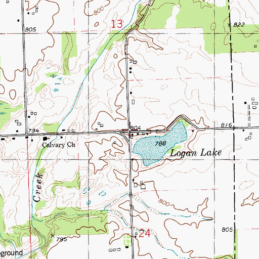 Topographic Map of Logan Post Office (historical), MI