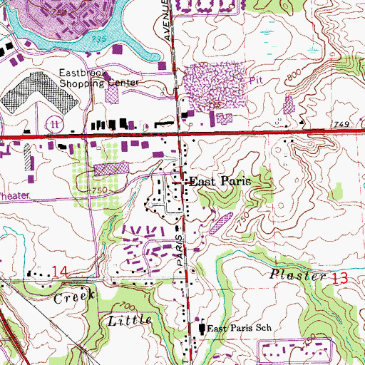 Topographic Map of East Paris Post Office (historical), MI