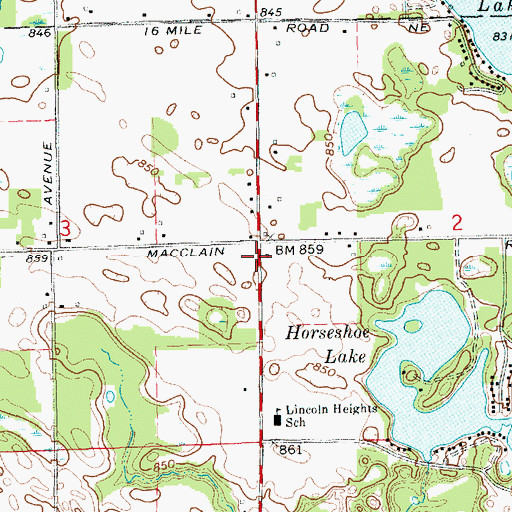 Topographic Map of Lincoln Lake Post Office (historical), MI
