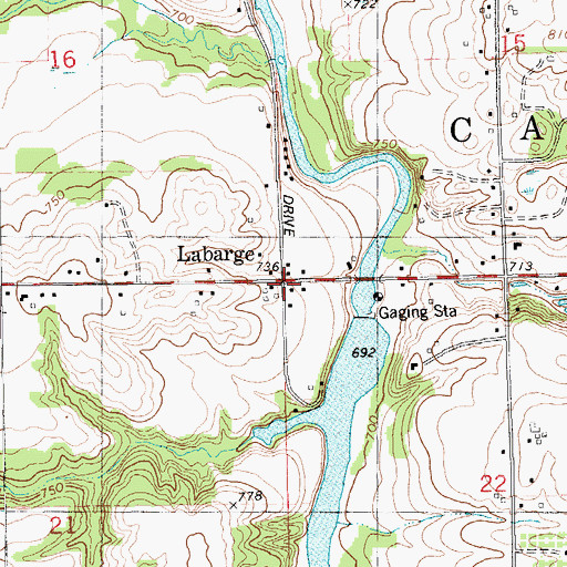 Topographic Map of Labarge Post Office (historical), MI