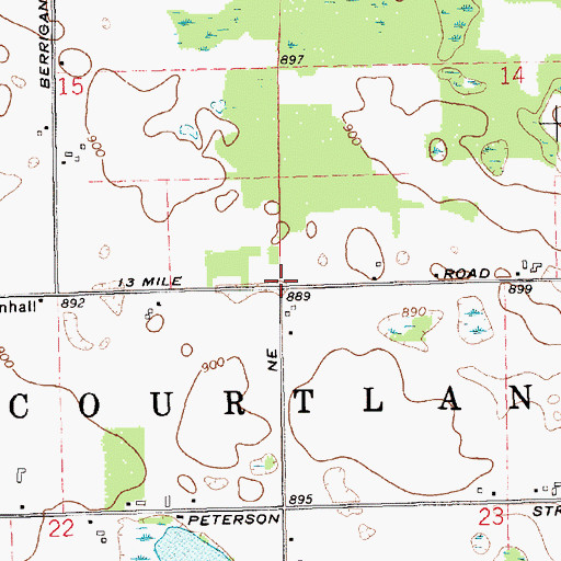 Topographic Map of Cortland Post Office (historical), MI