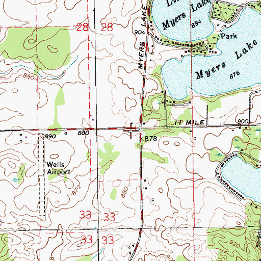 Topographic Map of Cortland Center Post Office (historical), MI