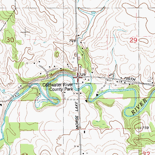 Topographic Map of Harris Creek Post Office (historical), MI